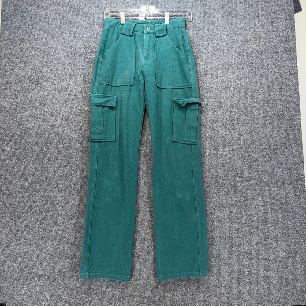 White Fox Cargo Pants Women XS‎ Teal Multi Pocket Utility Streetwear Casual